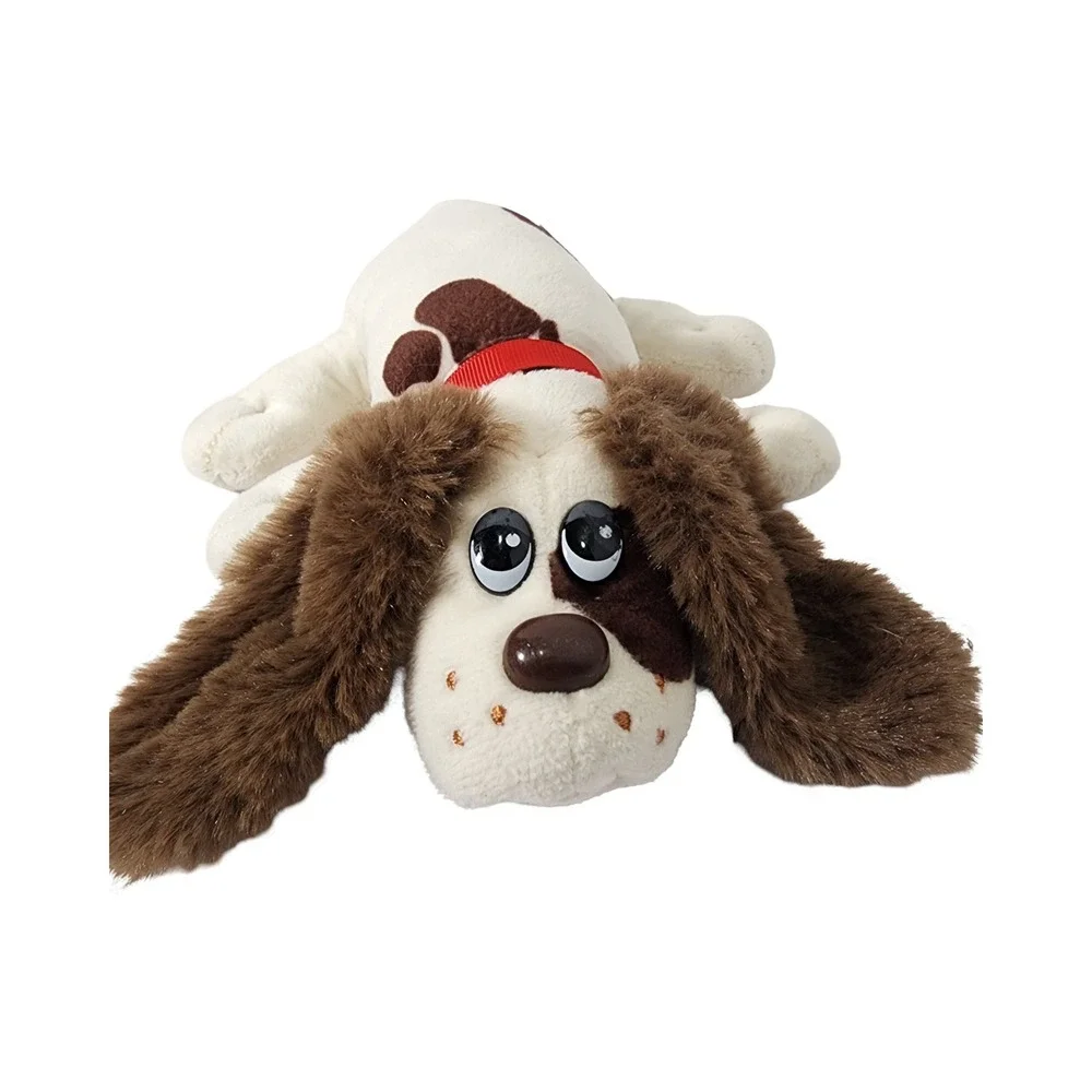 Pound Puppies Plush Dog‎ Stuffed Animal Red Collar Brown Spots